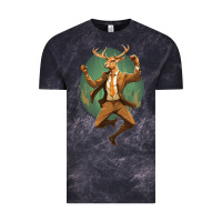Cloud Black happy deer Vintage Tee - Unal Design