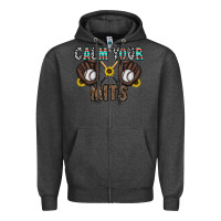 Charcoal Heather calm your mits baseball Zipper Hoodie - CowhideDigitalArt