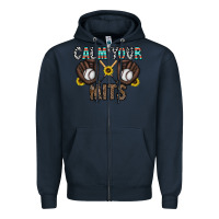 Navy calm your mits baseball Zipper Hoodie - CowhideDigitalArt