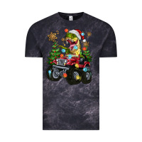 Cloud Black Christmas T-rex With Monster Truck Vintage Tee - MaliasSmallBusiness