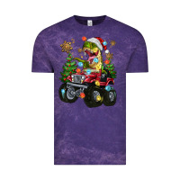 Cloud Purple Christmas T-rex With Monster Truck Vintage Tee - MaliasSmallBusiness