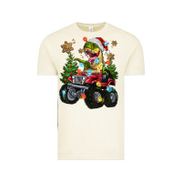 Vintage Arctic Christmas T-rex With Monster Truck Vintage Tee - MaliasSmallBusiness