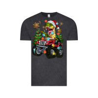 Vintage Black Christmas T-rex With Monster Truck Vintage Tee - MaliasSmallBusiness