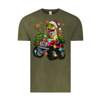 Vintage Olive Christmas T-rex With Monster Truck Vintage Tee - MaliasSmallBusiness