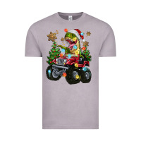 Christmas T-rex With Monster Truck Vintage Tee | Teevron