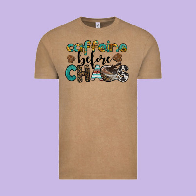 Western Caffeine Before Chaos Vintage Tee Designed By Barkaloodesign