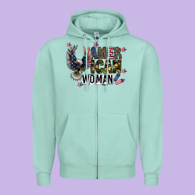 American Woman Zipper Hoodie Designed By Cowhidedigitalart