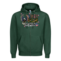 Sports Green american woman Zipper Hoodie - CowhideDigitalArt