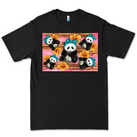 Black Baby panda flowers Premium Tee - Artiststas