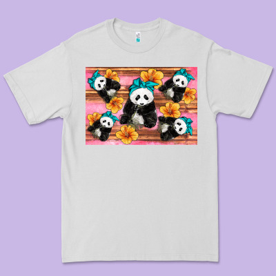 Baby Panda Flowers Premium Tee Designed By Artiststas