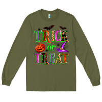 Army Green trick or treat Long Sleeve Tee - Zillion Design Studio