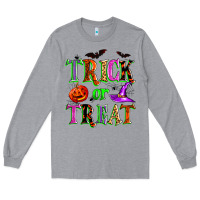Heather Grey trick or treat Long Sleeve Tee - Zillion Design Studio