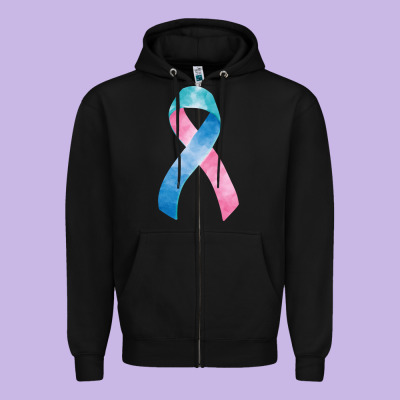 Thyroid Cancer Ribbon Fa Element Zipper Hoodie Designed By Fadigitalartstudio