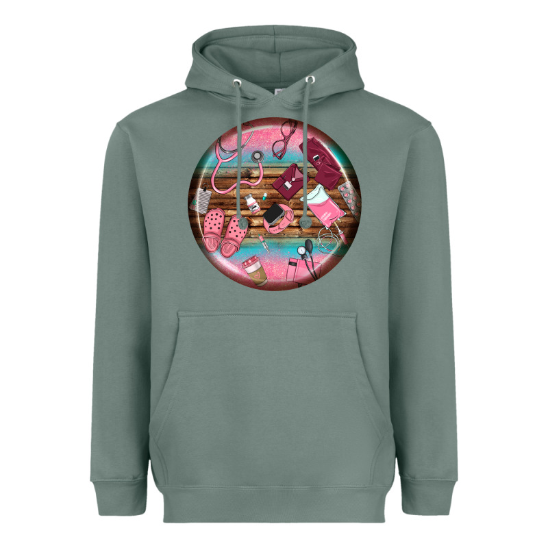Nurse Round Earrings Heavyweight Hoodie by BundleAndBundleShop | Teevron