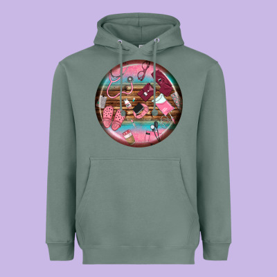 Nurse Round Earrings Heavyweight Hoodie Designed By Bundleandbundleshop