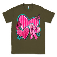 Army Green Breast Cancer Hearts Classic Tee - texasbilliewilder