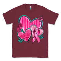 Burgundy Breast Cancer Hearts Classic Tee - texasbilliewilder