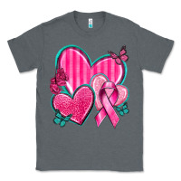 Charcoal Heather Breast Cancer Hearts Classic Tee - texasbilliewilder