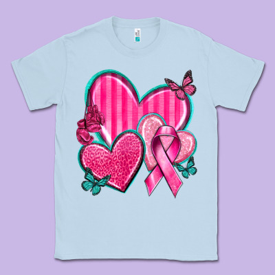 Breast Cancer Hearts Classic Tee Designed By Texasbilliewilder