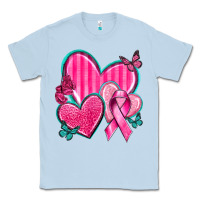Dusty Blue Breast Cancer Hearts Classic Tee - texasbilliewilder