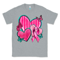 Heather Grey Breast Cancer Hearts Classic Tee - texasbilliewilder