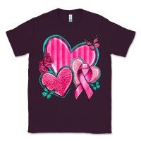 Plum Breast Cancer Hearts Classic Tee - texasbilliewilder