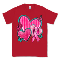 Red Breast Cancer Hearts Classic Tee - texasbilliewilder