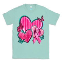 Seafoam Breast Cancer Hearts Classic Tee - texasbilliewilder