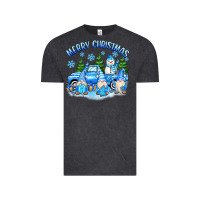 Vintage Black merry christmas snowman gnomes truck Vintage Tee - MaliasSmallBusiness