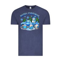 Vintage Denim merry christmas snowman gnomes truck Vintage Tee - MaliasSmallBusiness