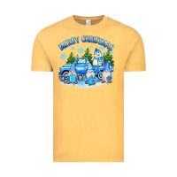 Vintage Mustard merry christmas snowman gnomes truck Vintage Tee - MaliasSmallBusiness