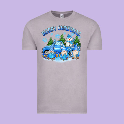 Vintage Tee merry christmas snowman gnomes truck