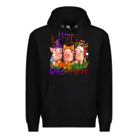 Black Happy Hallothanksmas Pigs Premium Hoodie - NancyCooperArtShop