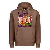 Chestnut Happy Hallothanksmas Pigs Premium Hoodie - NancyCooperArtShop