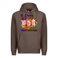 Coffee Happy Hallothanksmas Pigs Premium Hoodie - NancyCooperArtShop