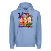 Colony Blue Happy Hallothanksmas Pigs Premium Hoodie - NancyCooperArtShop