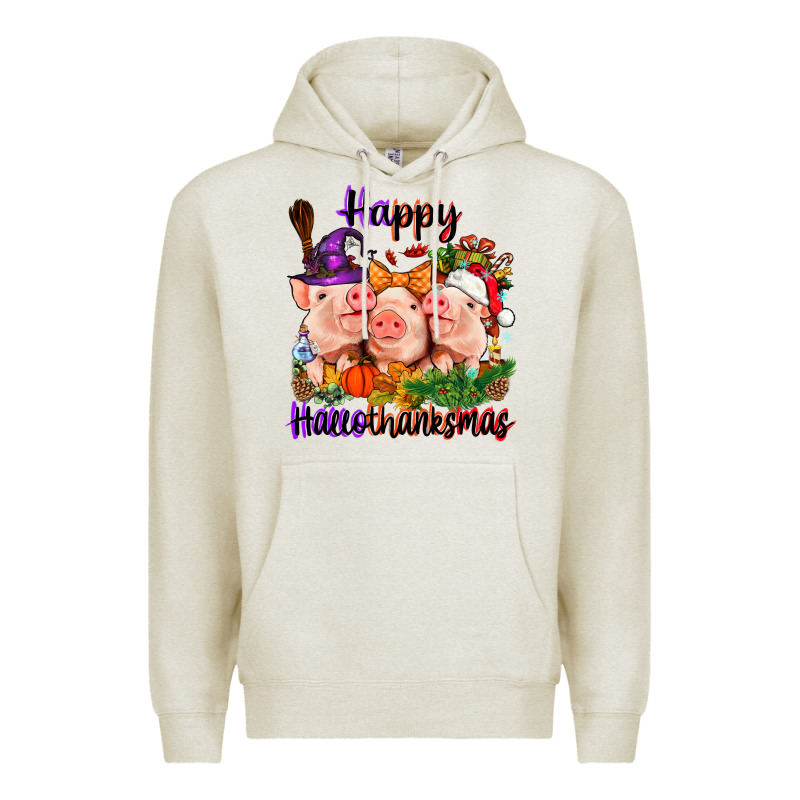 Happy Hallothanksmas Pigs Premium Hoodie by NancyCooperArtShop | Teevron