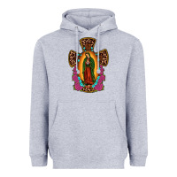 Heather Grey our lady of guadalupe cross Heavyweight Hoodie - JahusDesignShop
