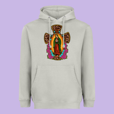 Our Lady Of Guadalupe Cross Heavyweight Hoodie Designed By Jahusdesignshop