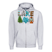 Heather Grey lake life Zipper Hoodie - HRA Design Shop