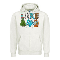 Oatmeal Heather lake life Zipper Hoodie - HRA Design Shop