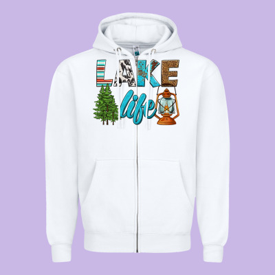 Lake Life Zipper Hoodie Designed By Hra Design Shop