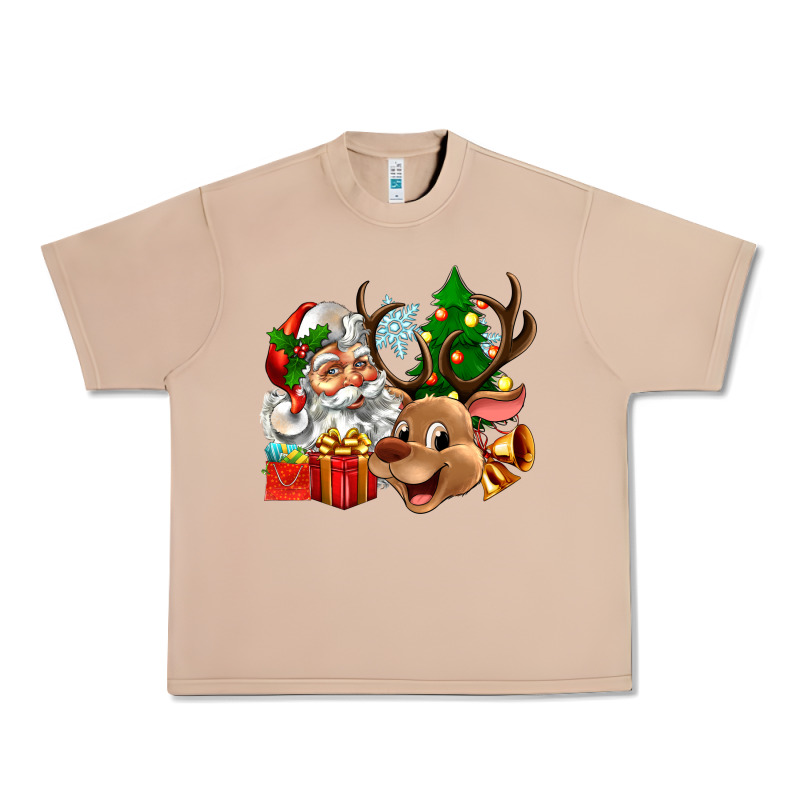 Santa And Reindeer Urban Heavy Tee by Zillion Design Studio | Teevron