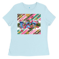 Baby Blue pink stitch  christmas Ladies Tee - AdoDesignShop