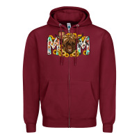 Burgundy mom highland cow Zipper Hoodie - RacoonDesign