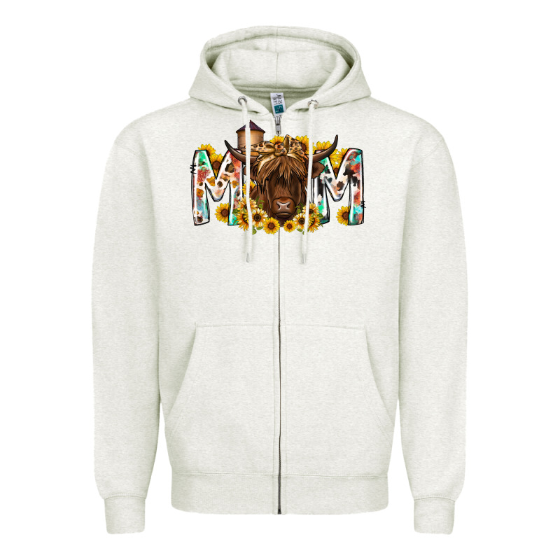 Mom Highland Cow Zipper Hoodie by RacoonDesign | Teevron