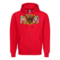 Red mom highland cow Zipper Hoodie - RacoonDesign