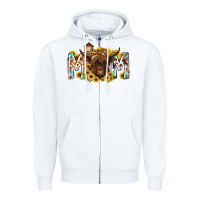 White mom highland cow Zipper Hoodie - RacoonDesign