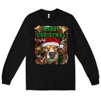 Black merry christmas heifer with cowbells Long Sleeve Tee - RanaPortraitStore