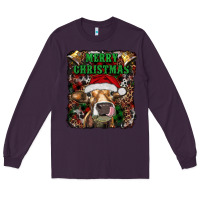 Plum merry christmas heifer with cowbells Long Sleeve Tee - RanaPortraitStore